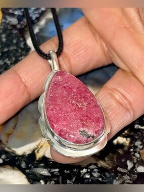 “The Stone of Love” Rhodonite Crystal Pendant 2”